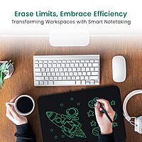 Portronics Ruffpad 22 – 22" LCD Writing Pad, Black. Perfect for notes, sketches, and reminders. Lightweight, portable, and eco-friendly. Easy to use with a simple erase button. Ideal for all ages.