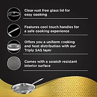 ‎Preethi Diva Collection Triply Stainless Steel Fry Pan with API Technology, 26 cm, Gas & Induction