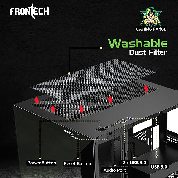 Frontech FT-4382 Mid-Tower Case USB 3.0 & Bottom PSU