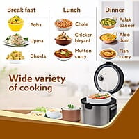 AGARO Royal Electric Rice Cooker, 5L Ceramic Coated Inner Bowl, Steam Basket, 6 Preset Cooking Function