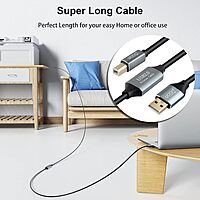 UPORT USB 2.0 Male to Male Cable, 5M length, ideal for connecting devices like printers, scanners, and external drives. High-speed data transfer, durable design, and flexible for easy use.