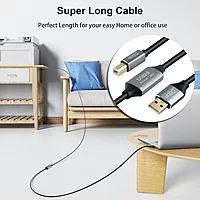 UPORT USB 2.0 Male to Male Cable, 5M length, ideal for connecting devices like printers, scanners, and external drives. High-speed data transfer, durable design, and flexible for easy use.