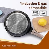 AGARO Imperial Granite Non Stick Frypan with Glass Lid, 3L / 28cm, Cast Aluminium Body