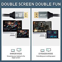 Uport 15M DP to DP Cable 4K features a durable metal connector for reliable performance. Ideal for high-resolution displays, it supports 4K video output, ensuring crisp visuals and vibrant colors.