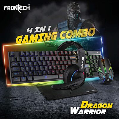 Frontech DRAGON WARRIOR KB-0038P – RGB backlit USB gaming keyboard with mechanical feel, anti-ghosting & durable build. Designed for gamers.
