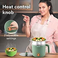 AGARO Regency Multi Cook Kettle With Steamer, 1.2L Inner Pot, Double Layered Body, Variable Temperature Settings