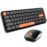 Ambrane Combo of Wireless Keyboard with Mouse Retro Typewriter Inspired, 2.4GHz for Desktop, Laptop, MacBook and Devices with USB Support, Compact Light-Weight, Single Nano Receiver KeyPop