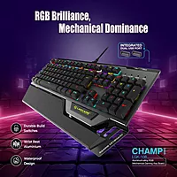 LAPCARE Champ (LGK-108) Mechanical RGB Gaming Keyboard – Full Anti-Ghosting | Blue Tactile Switches | Spillproof | 2 USB Passthrough | RGB LED Backlit | 50M Keystroke Lifespan
