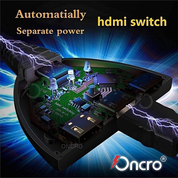 uPort HDMI Switch 3 In 1 Out – Supports 4K Resolution | Switch Between 3 HDMI Sources | Perfect for Gaming, Streaming & Home Theater