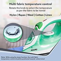 AGARO Regal Steam Iron, 1200W, Ceramic Coated Sole Plate, Fast Heating, 360 degree 00 Ml Water Tank