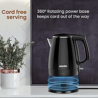 AGARO Royal Double Layered Kettle, 1.5 Litres, Double Layered Body, Cool Touch Handle , Dry Boiling Protection, Stainless Steel Inside Body, 1500W
