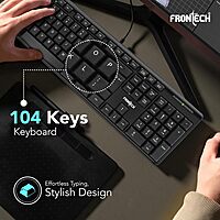 Frontech FT-1672 Wired Keyboard (Membrane Keys, USB Plug & Play, Ergonomic Design, Retractable Stands, 1 Year Warranty)
