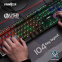 Krater Gaming Combo – Black, 104 Keys, RGB Backlit, Ergonomic Design, High Precision Mouse, Durable Key Switches, Anti-Ghosting, Multimedia Controls, Perfect for Gamers, Stylish and Functional.