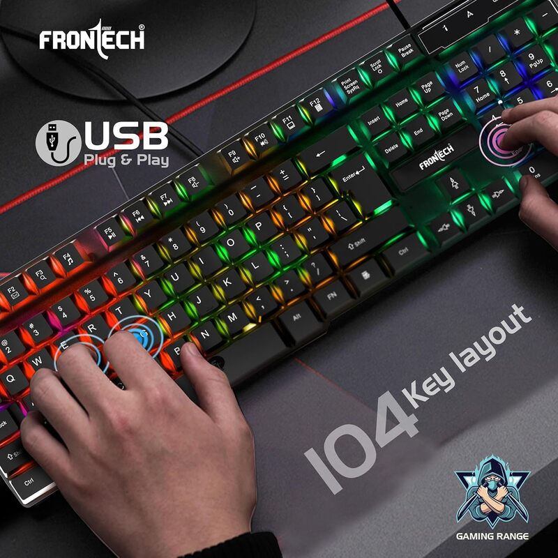Frontech Wired Gaming Keyboard and Mouse Combo