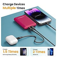 Ambrane 10000mAh Slimmest & Compact (Pocket/Bag Friendly) Powerbank, 22.5W Fast Charging, USB & Type C Output