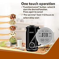 AGARO Regency Automatic Nut Milk Maker, Vegan Milk Machine, Make Vegan Milk From Nuts, Almonds, Soya, Oats etc, Boil Water, Juice, Cereals, Stainless Steel Body, 600ml, Black