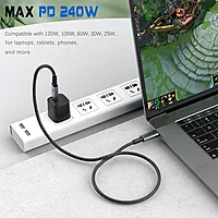 UPORT USB4 Type-C Cable 1.5M – 40Gbps, 240W, 8K, supports high-speed data transfer, power delivery, and stunning video output for seamless connectivity and performance across devices.