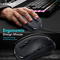 Frontech MS-0044 – Wired optical mouse with 1000 DPI, ergonomic design, and smooth tracking for accurate and comfortable daily use.