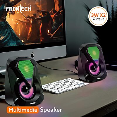 Frontech SPK-0004 multimedia speakers deliver rich, clear sound with sleek design—perfect for desktops, laptops, and home entertainment.