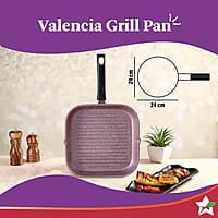 Wonderchef Valencia Non-Stick Grill Pan Cool Touch Bakelite Handle  Size 24 cm 1.5 litres