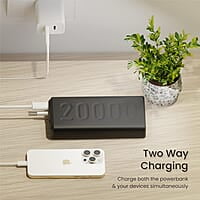Ambrane 20000mAh Powerbank, 22.5W Fast Charging, Triple Output (2 USB & 1 Type C)