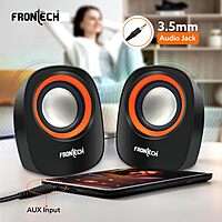 Frontech SPK-0003 multimedia speakers deliver clear, powerful sound with sleek design—ideal for desktops, laptops, and home entertainment.