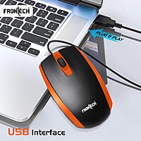 Frontech MS-0046 – Wired optical mouse with 1000 DPI, ergonomic design, and smooth tracking for accurate and comfortable daily use.