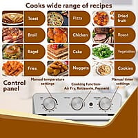 AGARO Regal Air Fryer For Home, 14L, Family Rotisserie Convection Oven, 1700W, Electric Oven, 3 Preset Programs