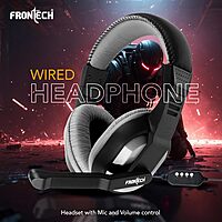 Frontech HF-3447 – Wired multimedia headphone with clear sound, adjustable headband, and soft ear cushions for all-day comfort.