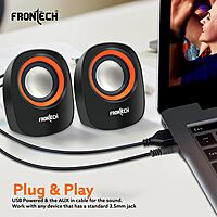 Frontech SPK-0003 multimedia speakers deliver clear, powerful sound with sleek design—ideal for desktops, laptops, and home entertainment.