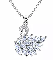 Crystal Swan Pendant Necklace in Gold and Silver-Tone Variants