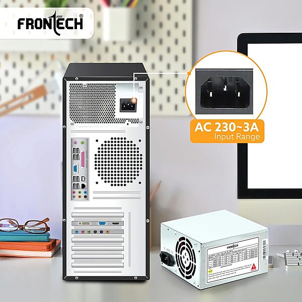 Frontech PS-0005 – Compact 450W power supply offering reliable performance, low noise, and efficiency for entry-level systems.