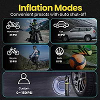 Portronics Vayu 5.0 – Quick and efficient tyre inflator, portable and rechargeable, perfect for on-the-go inflation. Compact design, easy to use, ideal for cars, bikes, and sports equipment.