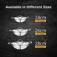 KENT Triply Kadai 24 CM with SS Lid 2.6 liter