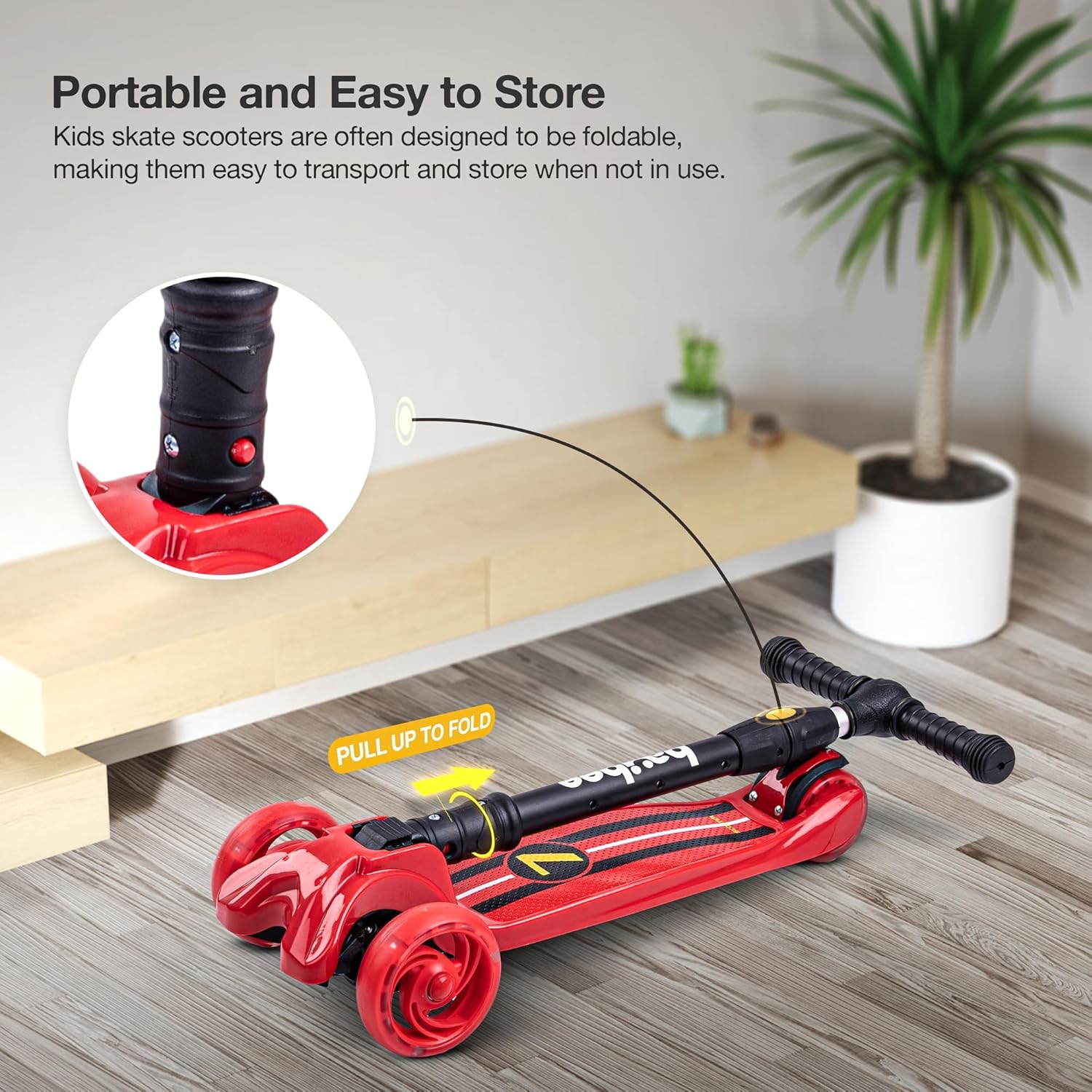 Baybee Flash Scooter for Kids with Foldable & Height Adjustable Handle- Red Baybee Flash Scooter for Kids with Foldable & Height Adjustable Handle- Red