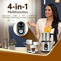 AGARO Regal Milk Frother for Coffee, 4 in 1 Electric Detachable Milk Frother and Heater