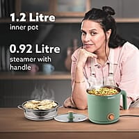 AGARO Regency Multi Cook Kettle With Steamer, 1.2L Inner Pot, Double Layered Body, Variable Temperature Settings