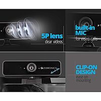 Zebronics Zeb-Ultimate Plus Full HD Web Camera – 1920×1080 | 5P Lens | Built-in Microphone | Night Vision | Brightness Control Pod | Optical Zoom | USB Powered | Black