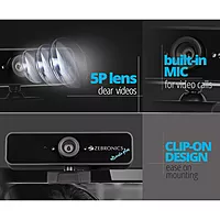 Zebronics Zeb-Ultimate Plus Full HD Web Camera – 1920×1080 | 5P Lens | Built-in Microphone | Night Vision | Brightness Control Pod | Optical Zoom | USB Powered | Black
