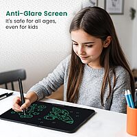 Portronics Ruffpad 22 – 22" LCD Writing Pad, Black. Perfect for notes, sketches, and reminders. Lightweight, portable, and eco-friendly. Easy to use with a simple erase button. Ideal for all ages.