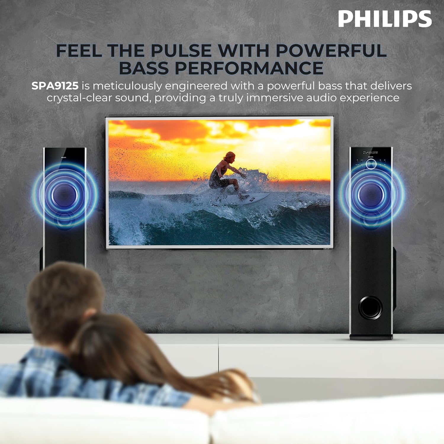 Philips Audio SPA9125 2.0CH 130W Multimedia Tower Speakers with Wireless Microphone – USB, AUX, FM, Mic Inputs & Powerful Bass for Karaoke (Black) Philips Audio SPA9125 2.0CH 130W Multimedia Tower Speakers with Wireless Microphone – USB, AUX, FM, Mic Inputs & Powerful Bass for Karaoke (Black)
