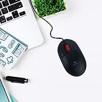 Zebronics Rise Wired Mouse – 1200 DPI, USB, ergonomic design, smooth tracking, ideal for gaming and office use, durable build, plug and play, compatible with multiple operating systems.