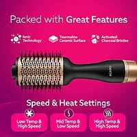 AGARO HV2179 1200 Watts Professional Volumizer Hair Dryer, 24K Gold Styling Surface
