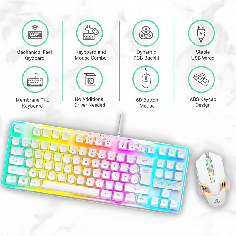 ANT ESPORTS MK710V2 KEYBOARD &MOUSE COMBO WHITE