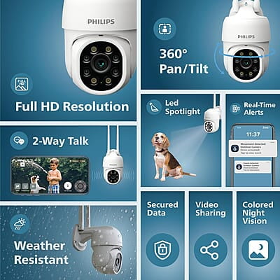 PHILIPS HSP3800 Smart 360° WiFi Outdoor Security Camera PHILIPS HSP3800 Smart 360° WiFi Outdoor Security Camera