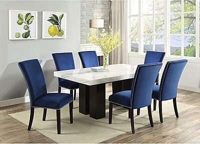 WTL Marble Top Six Seater Dining Set with 6 Chairs and Marble Table Top WTL Marble Top Six Seater Dining Set with 6 Chairs and Marble Table Top
