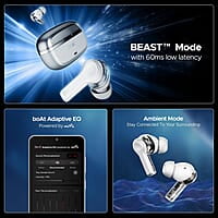 boAt Nirvana Space Truly Wireless in-Ear w/ 360º Spatial Audio, ANC Up to 32dB, 100hrs Playback, 4 Mics with AI-ENx™, Adaptive EQ, in-Ear Detection, DLC Drivers & Fast Pair