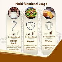 AGARO Regency Stand Mixer With Meat Grinder,1400W with 6L SS Bowl, 1.5L Blending Jar, 6 Speed With Pulse Function, 100% Copper Motor