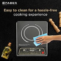 Faber Zion 1600W Induction Stove 5 Auto-Cook Functions, Auto Pan Detection, Preset Timer, Overheat Protection