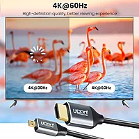 UPORT Micro HDMI to HDMI Cable 1.8M supports 4K resolution, ensuring high-quality video and audio transmission. Perfect for connecting devices like cameras, tablets, and laptops to TVs or monitors.